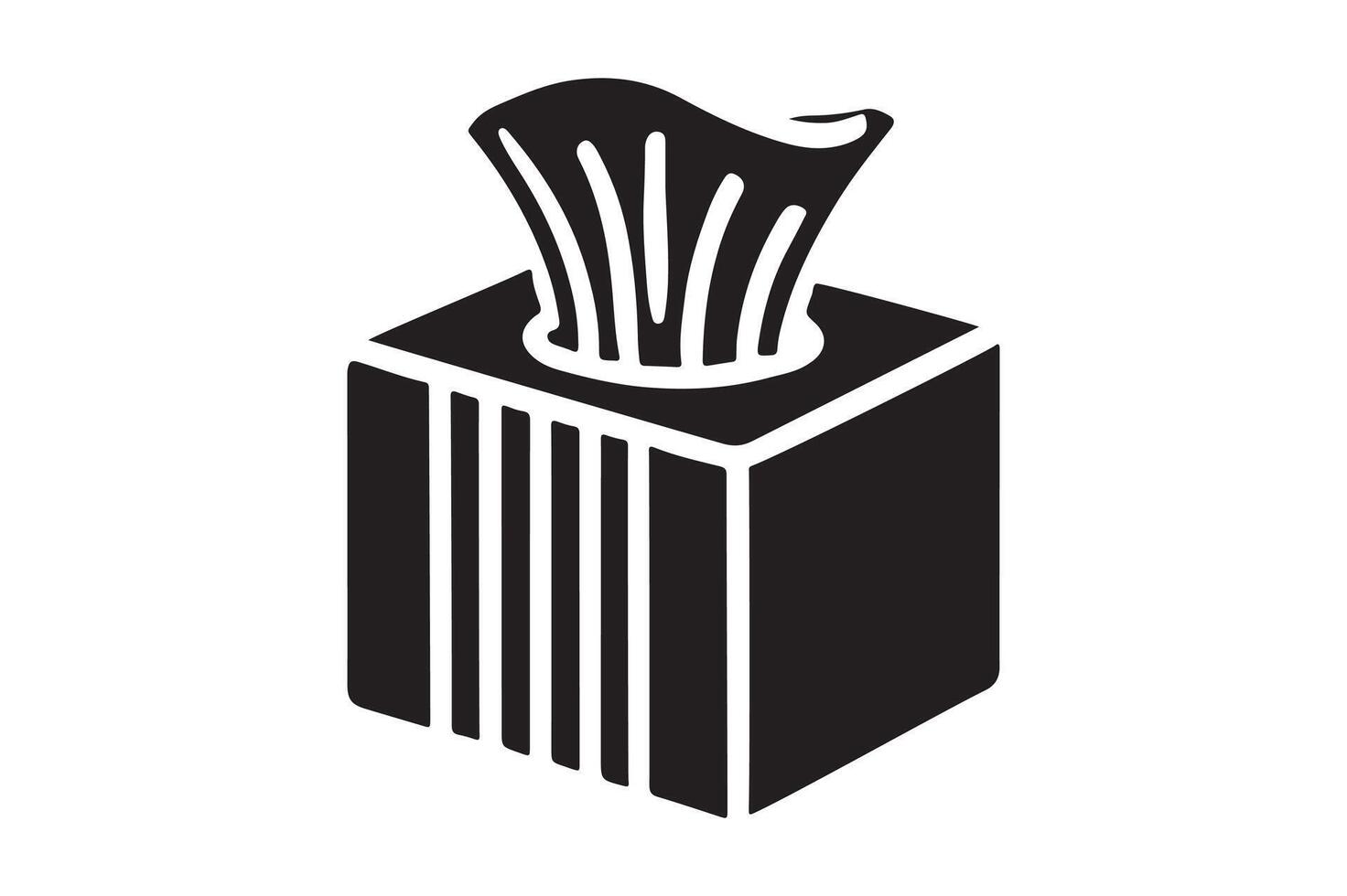 Modern Tissue Box Silhouette Black Art vector