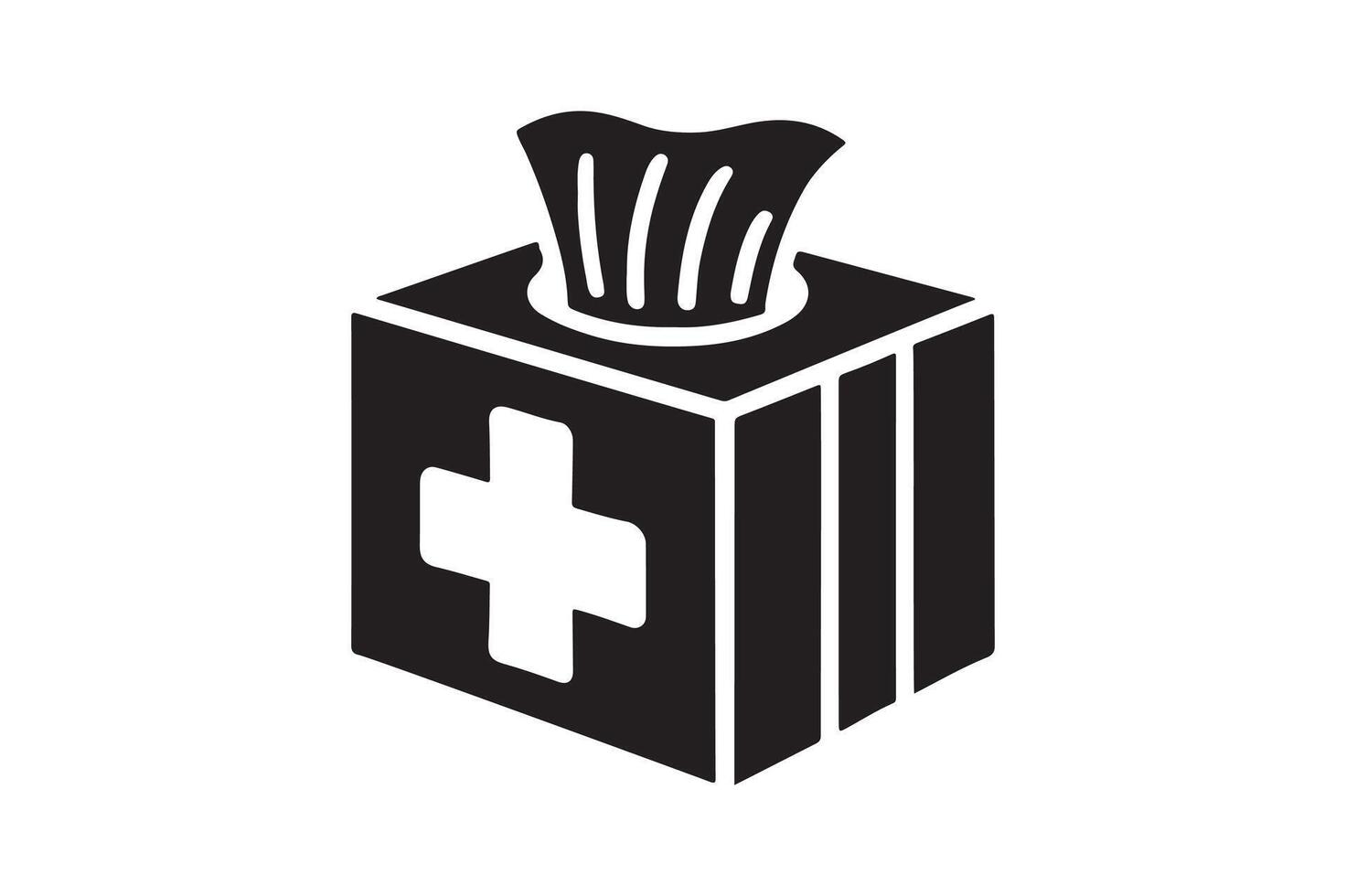 Monochrome Tissue Box Silhouette Minimalist Graphic vector