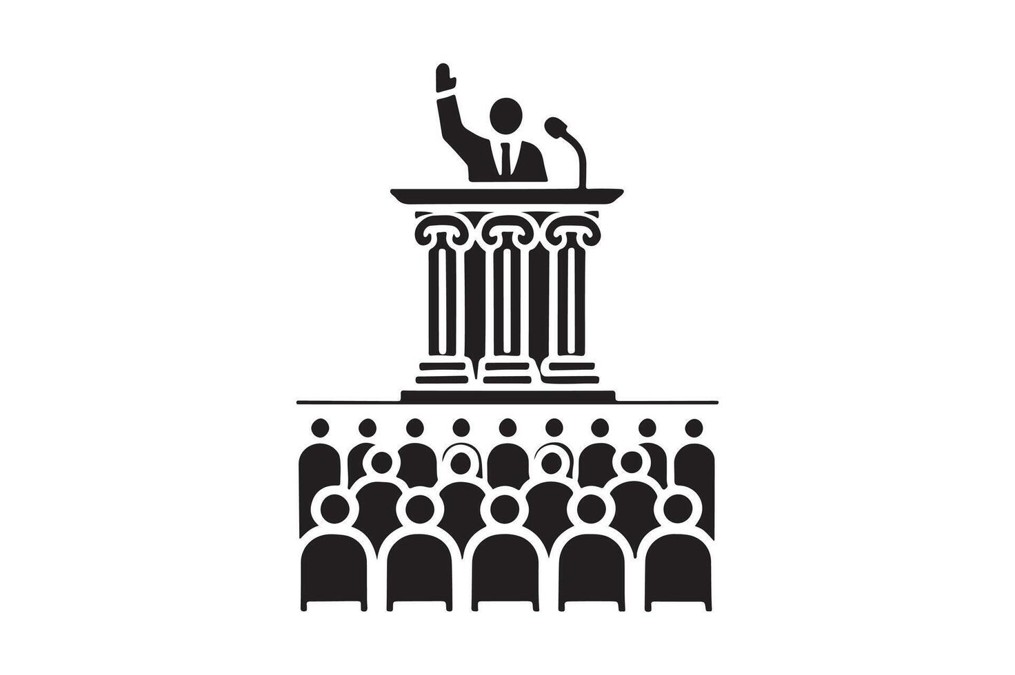 Minimalist Tribune Silhouette Black Illustration vector