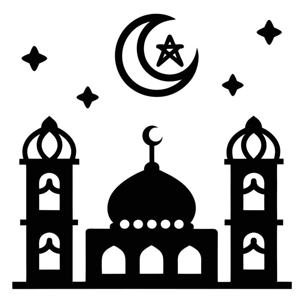 Peaceful Mosque Silhouette Set Islamic Architecture and Symbols vector