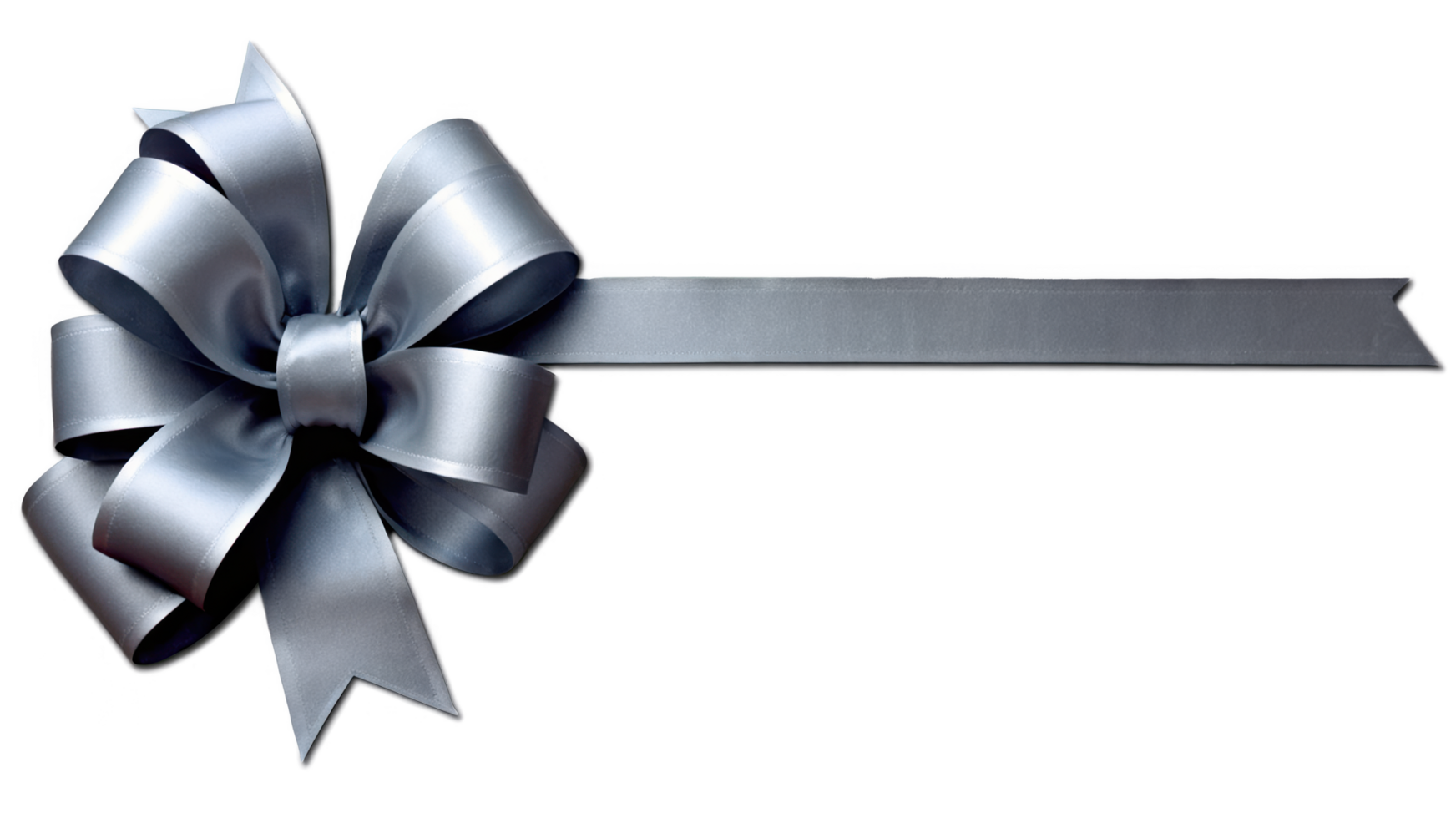 Elegant silver ribbon bow, perfect for adding a touch of sophistication to any design. png