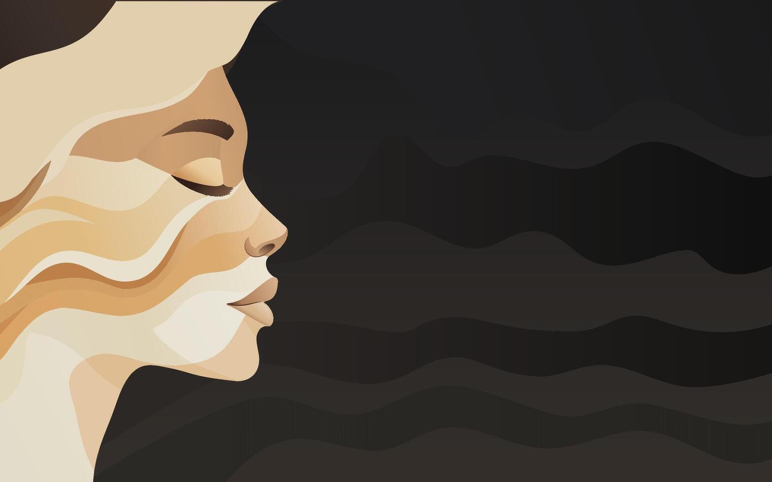 Background in beige tones with the image of a beautiful face vector