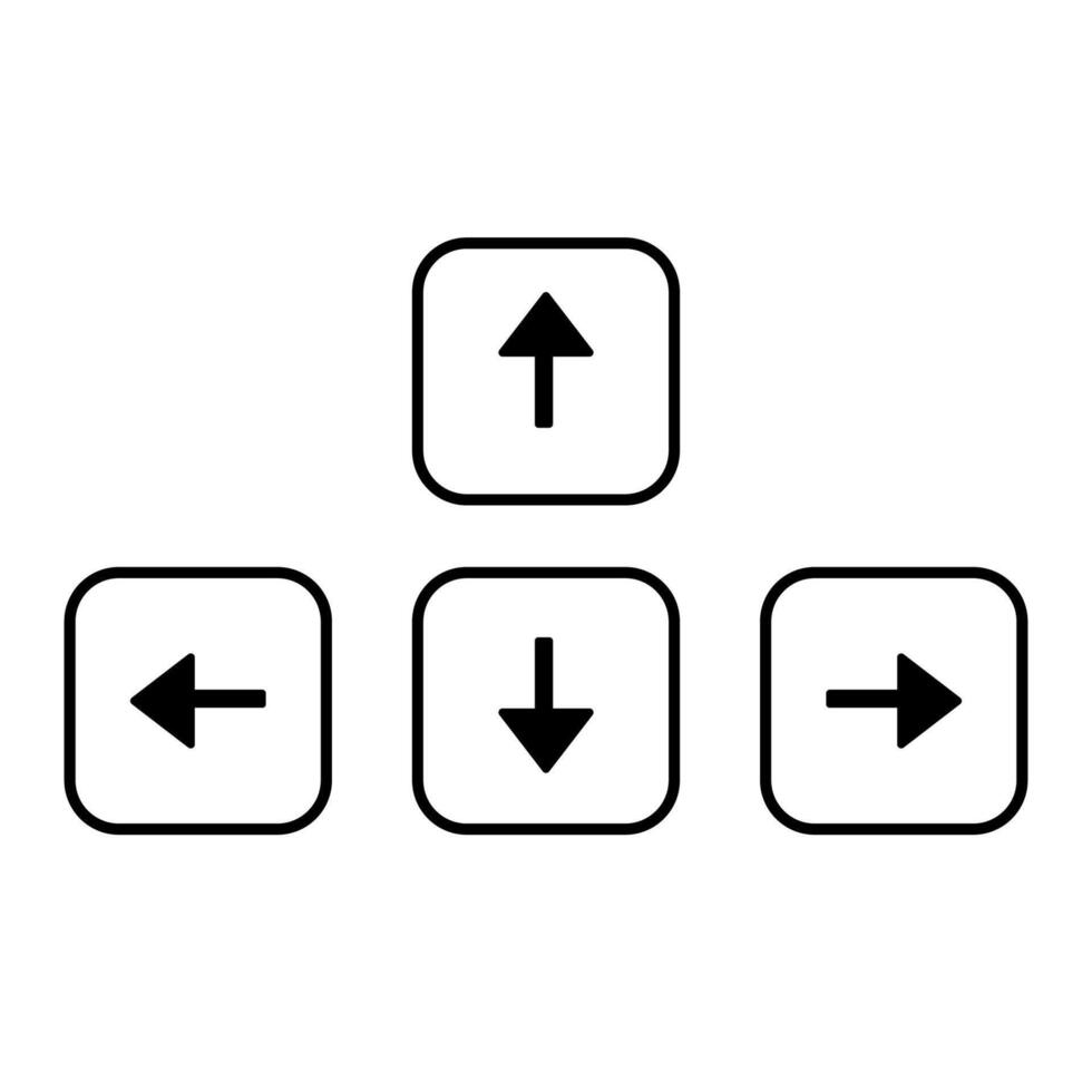 computer keyboard arrow keys simple outline vector