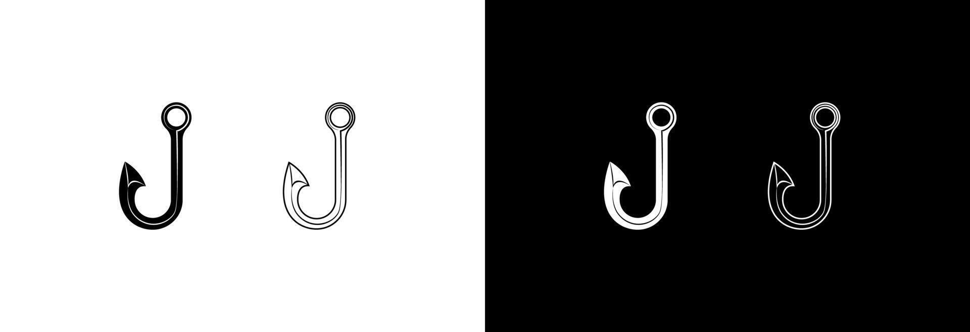 Metal hook for fishing. vector