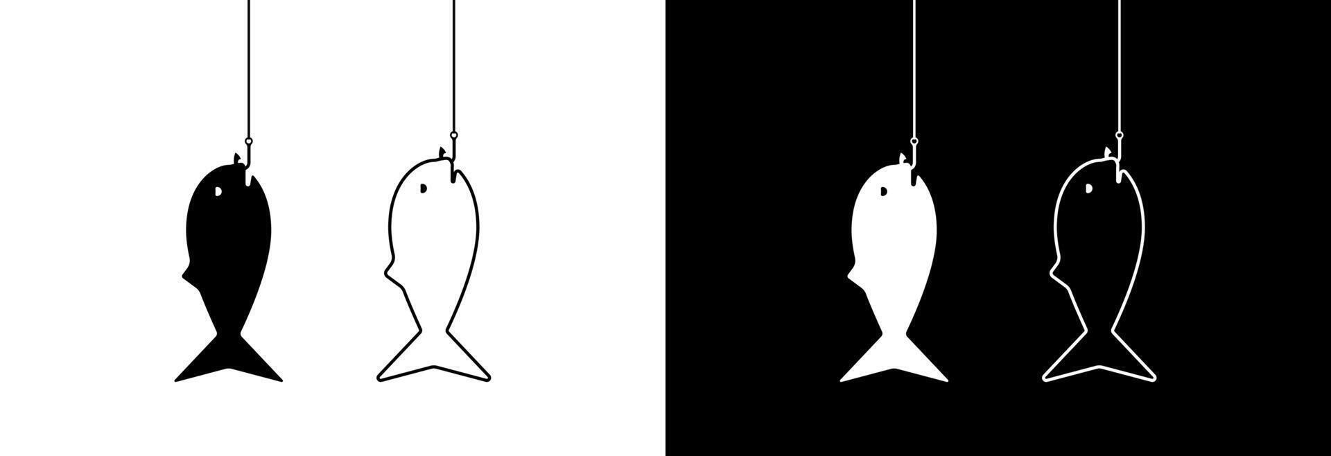 Fish on hook. vector