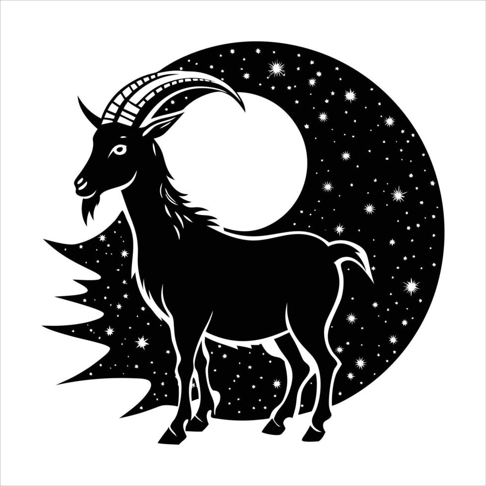 Black and white goat Silhouette vector