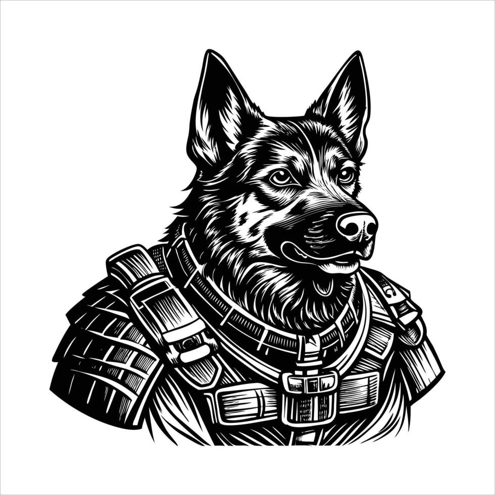 Military German Shepherd Dog vector