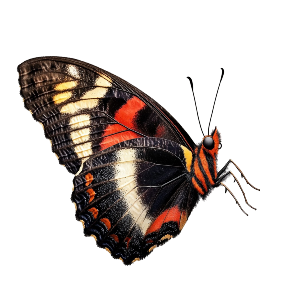 Side View of a Vibrant Orange and Black Butterfly png