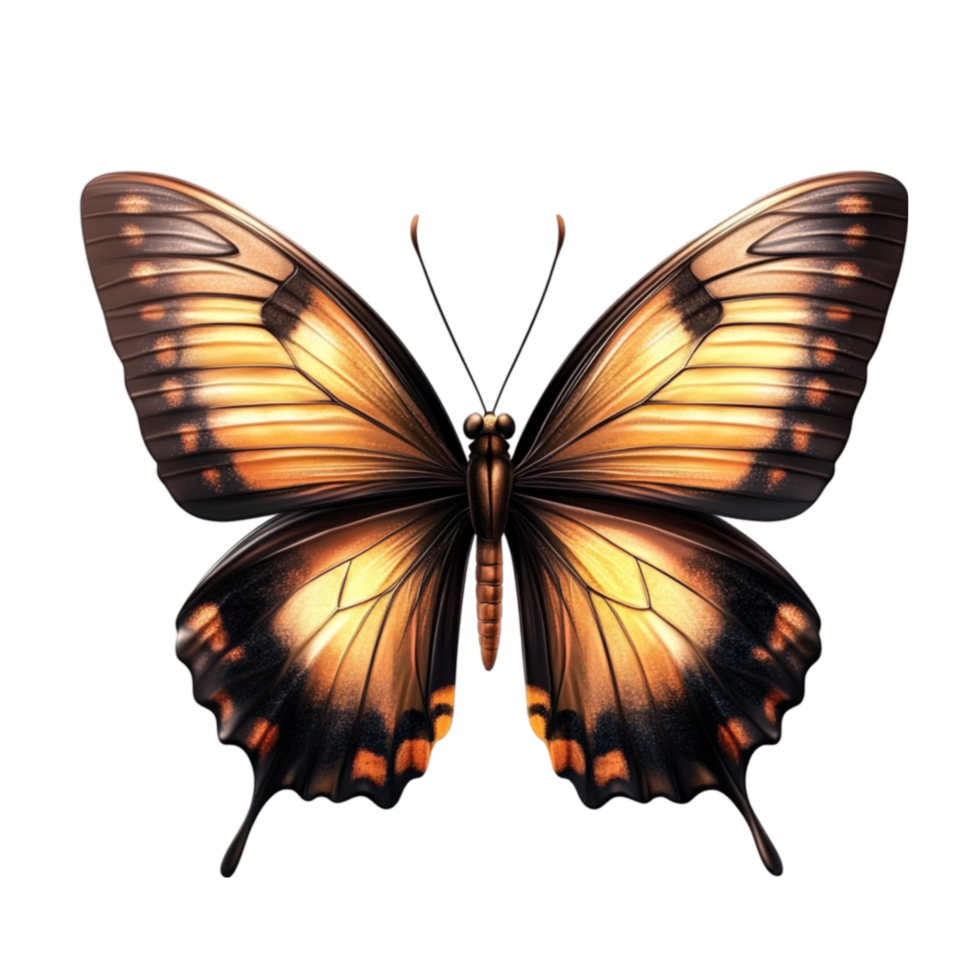 Golden Butterfly with Elegant Glowing Patterns png