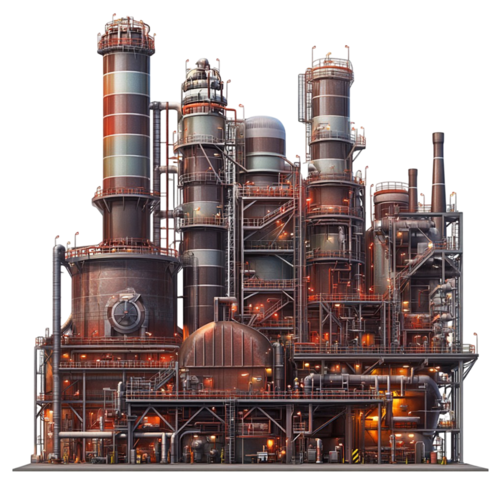 Industrial Oil Refinery on Transparent Background png
