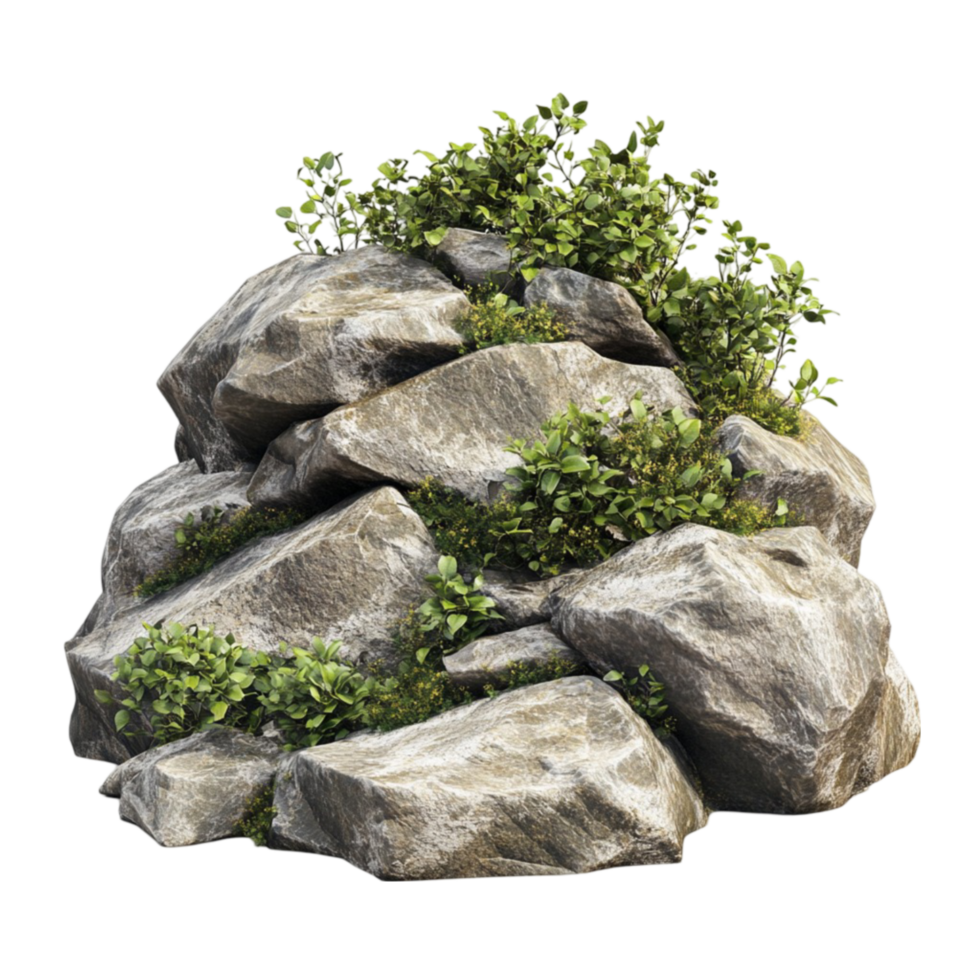 Nature Rocks with Moss and Grass png