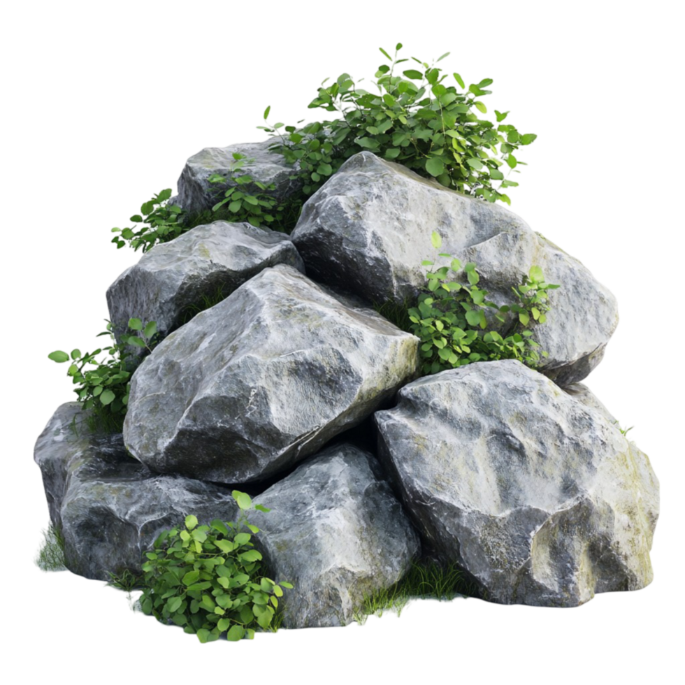 Nature Rocks with Green Plants png