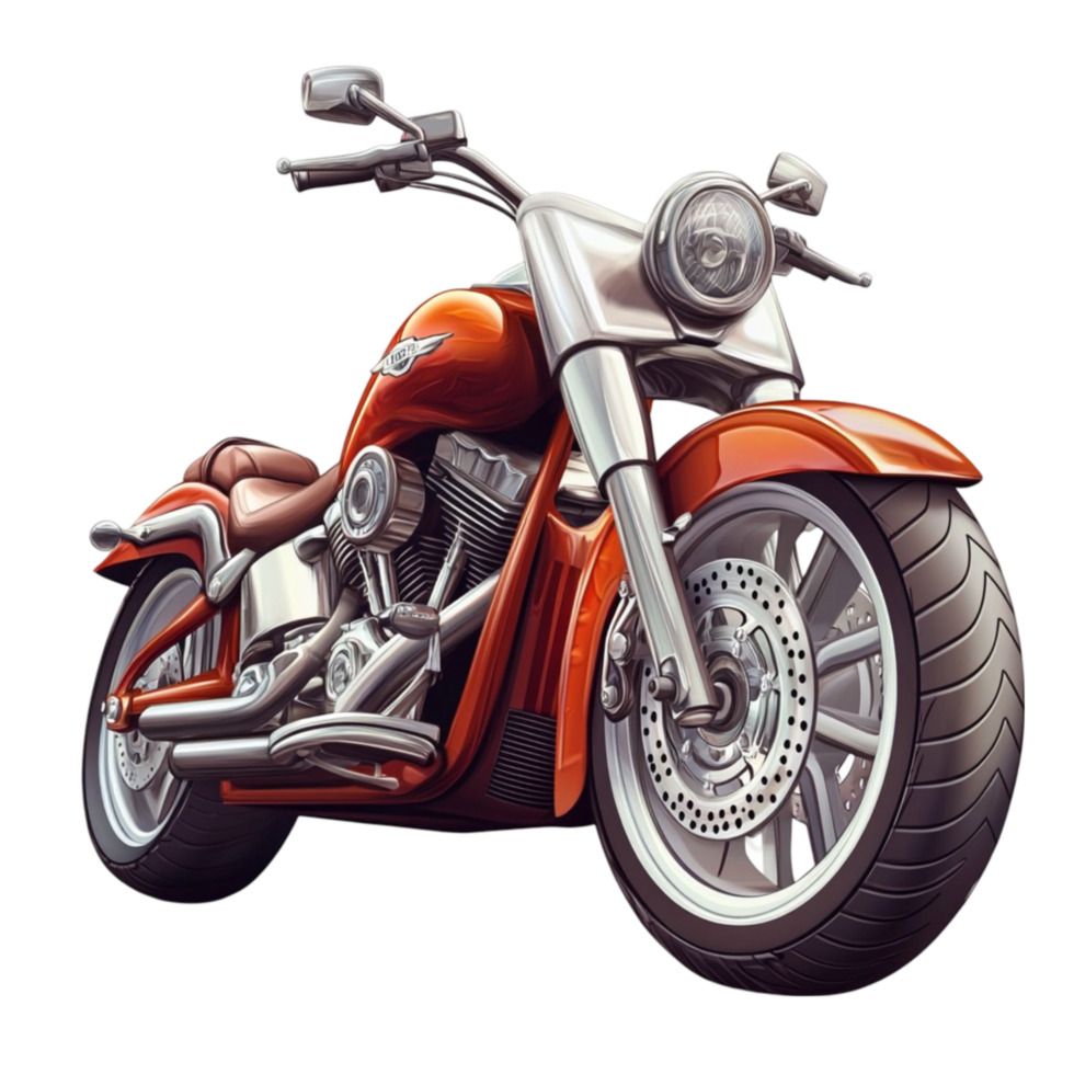 Retro Red Motorcycle with Chrome Detail png