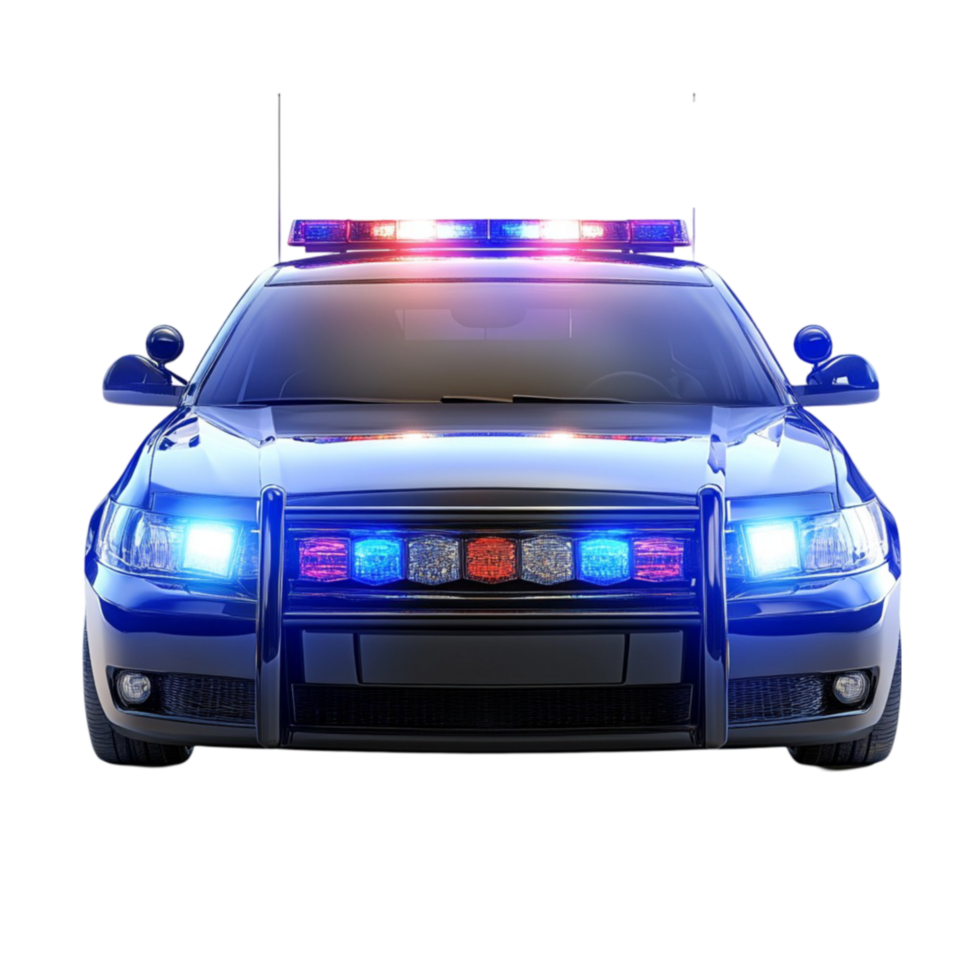 Front View of a Police Car with Sirens On png