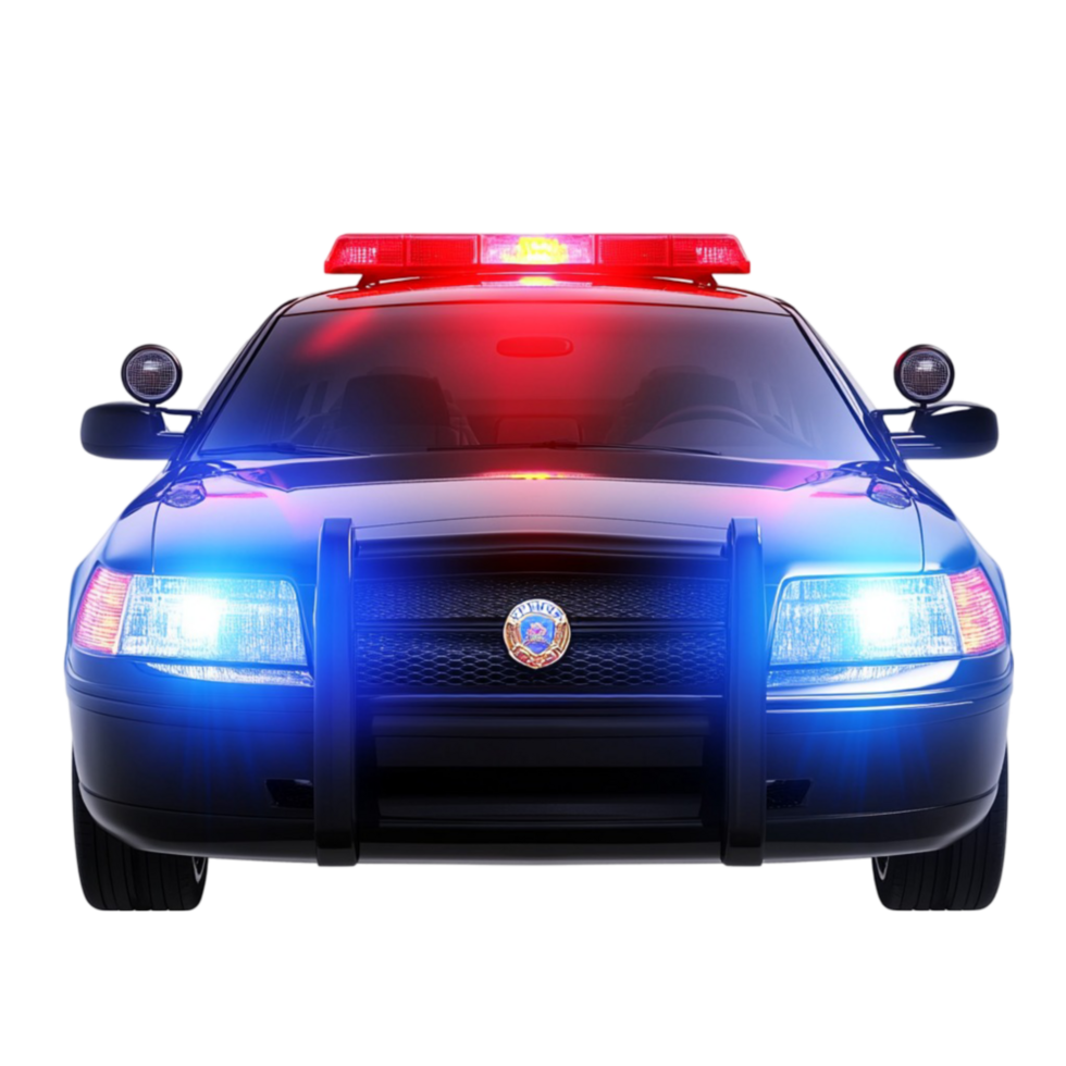 Police Car with Flashing Red and Blue Lights png
