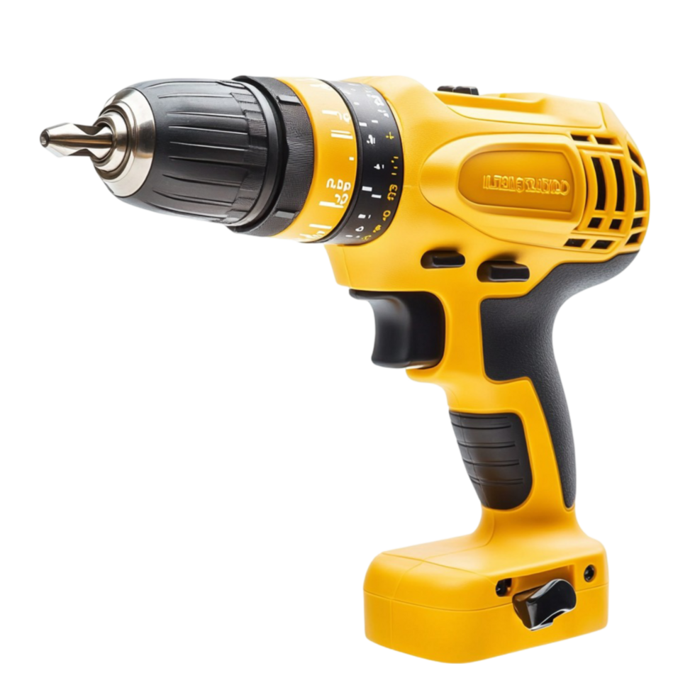 Yellow Cordless Power Drill for Home and Industrial Use png