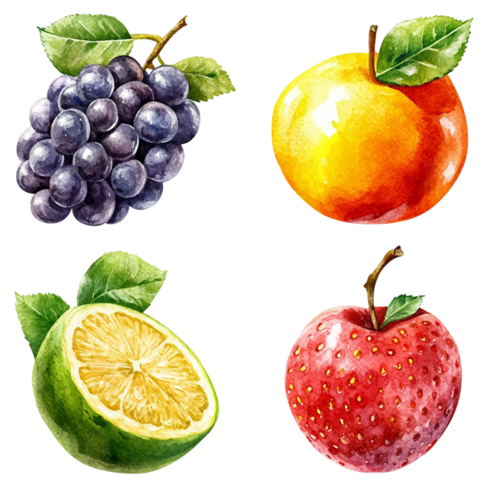 Fresh Fruits Including Grapes, Apple, and Pomegranate png