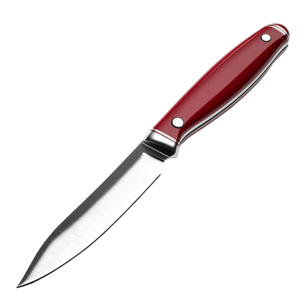 Sharp Kitchen Knife with Red Handle png