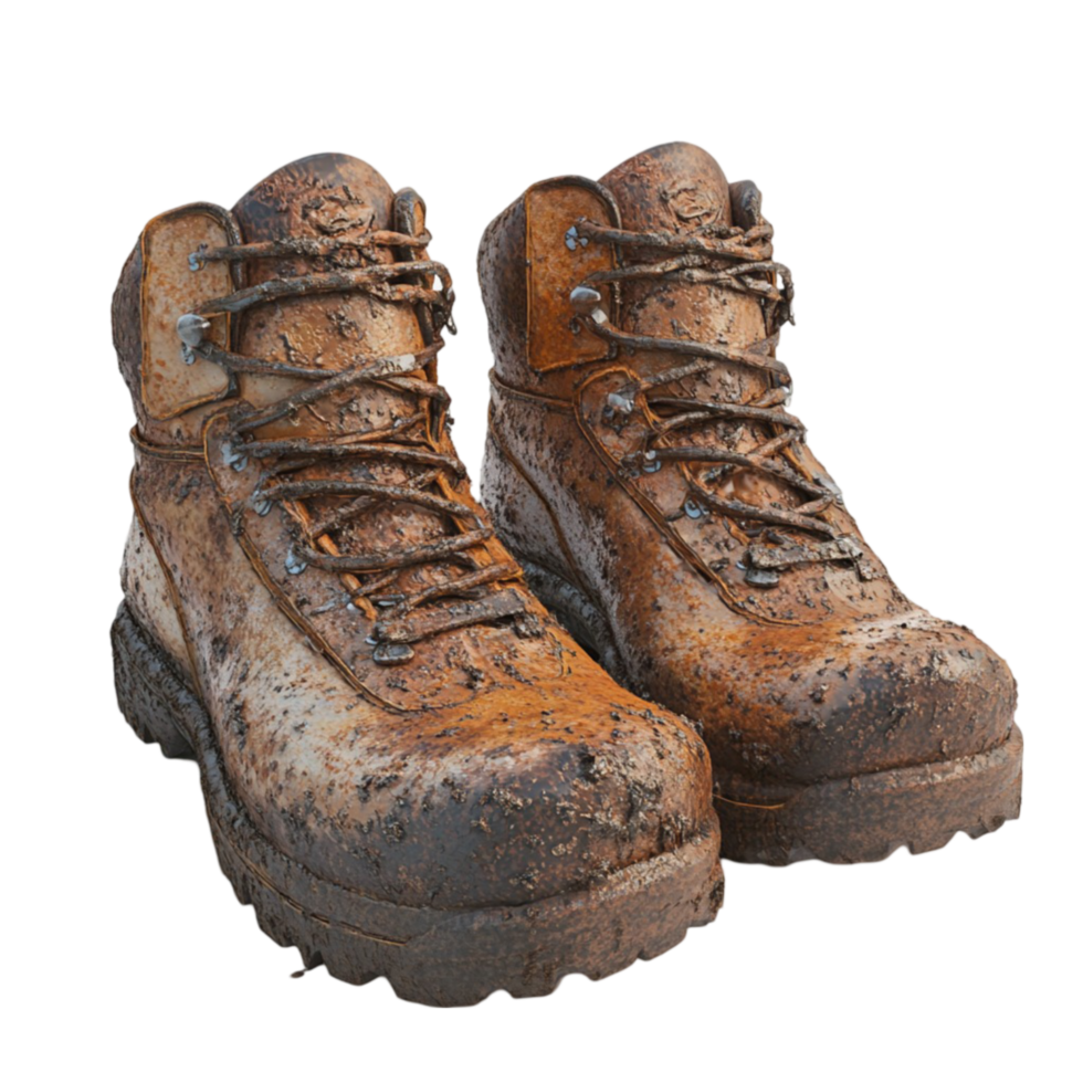 Worn Leather Hiking Boots Outdoor Gear png