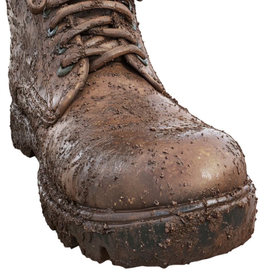 Close-Up Muddy Work Boot png