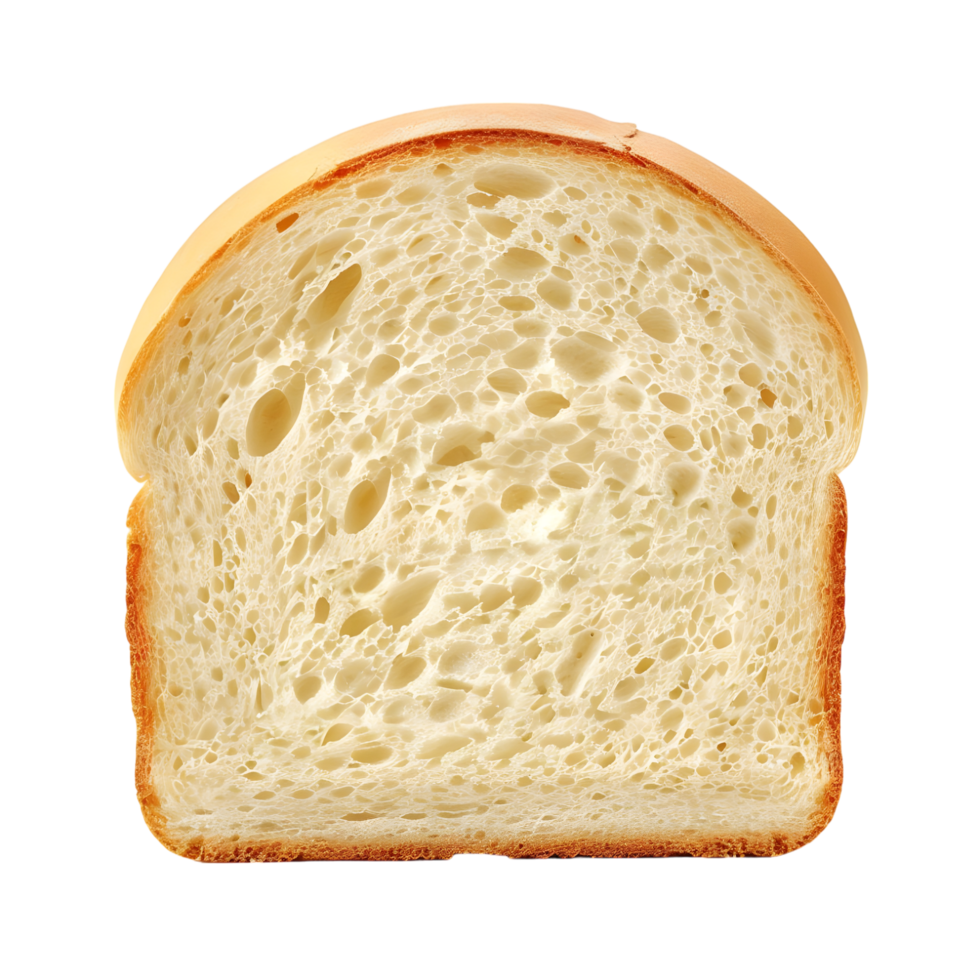 Close-up of a fresh slice of white bread, isolated on a transparent background png