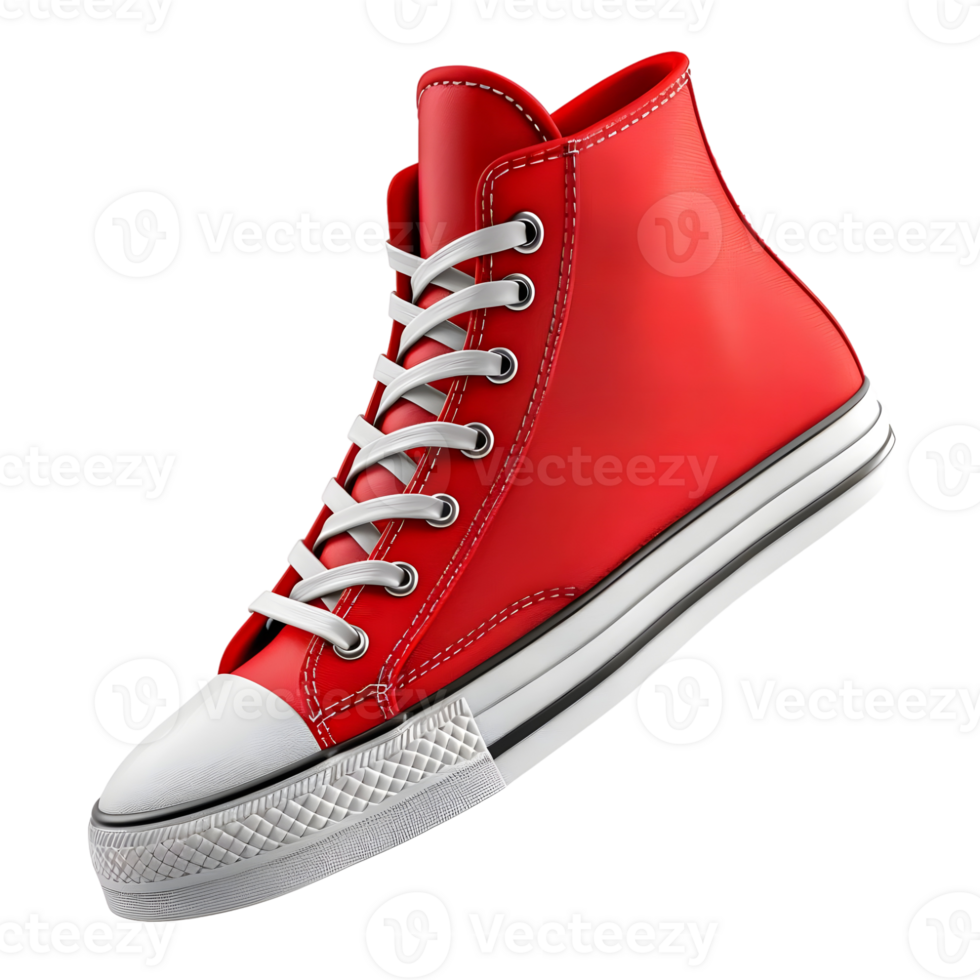 red high top sneakers on transparent background png