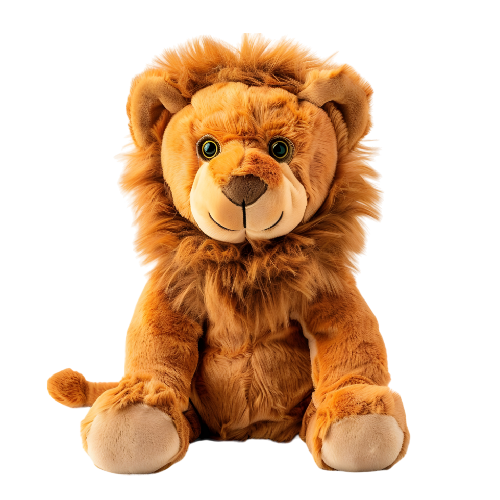 Friendly monkey stuffed animal with a playful expression, isolated on a transparent background png