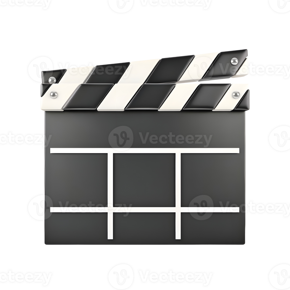 Professional movie clapperboard with crisp detailing, isolated on a transparent background png