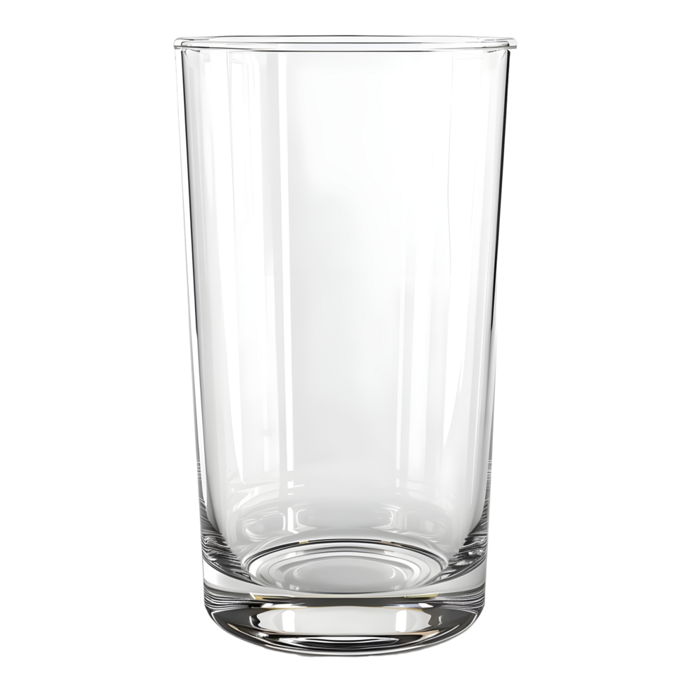 Crystal-clear tall glass with elegant proportions, isolated on a transparent background png