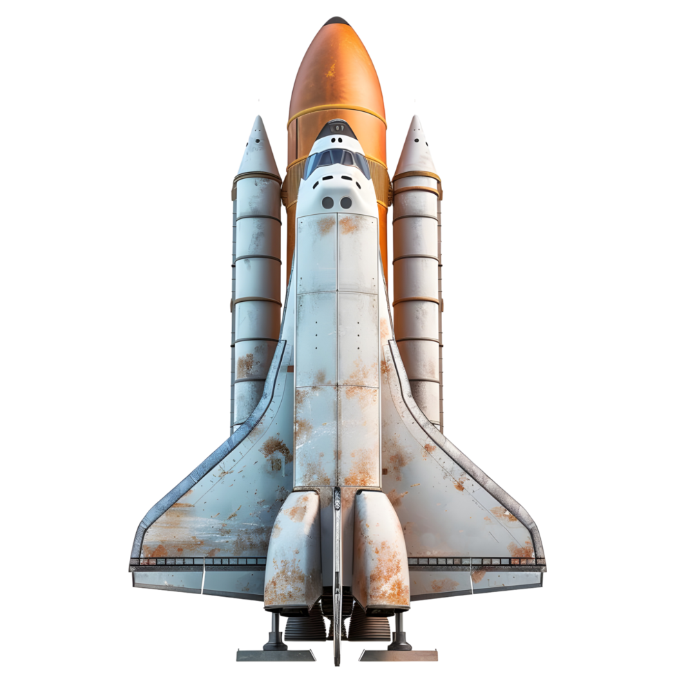 Iconic space shuttle with sleek aerodynamic design, isolated on a transparent background png