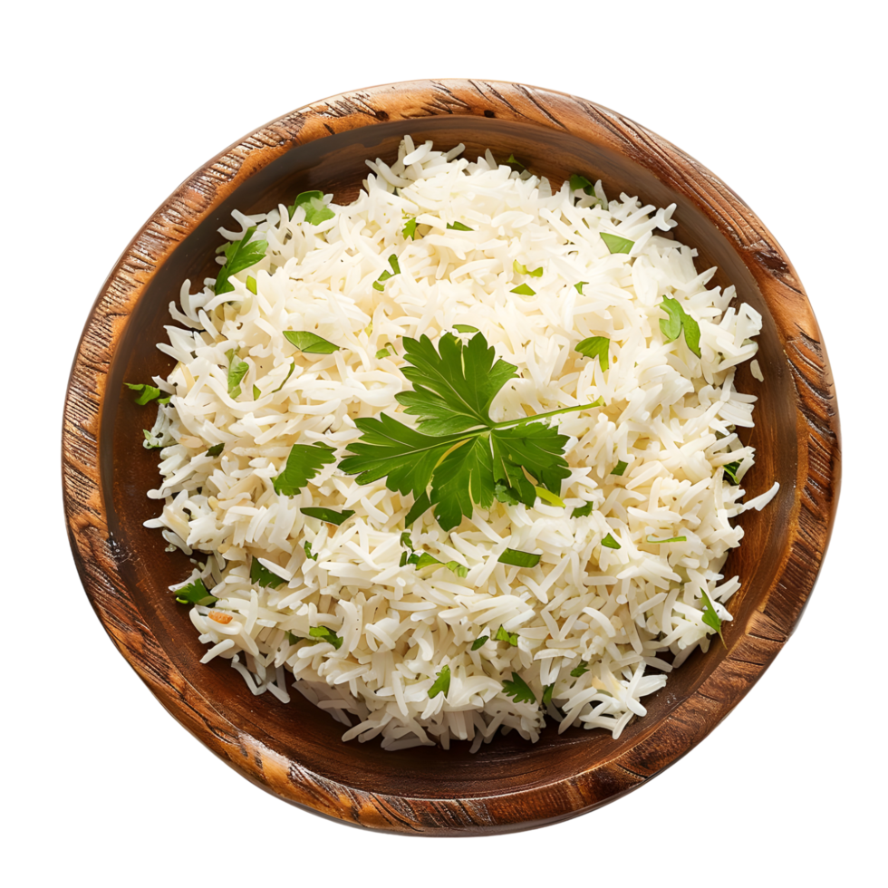 Bowl of Steamed White Rice Isolated on Transparent Background png