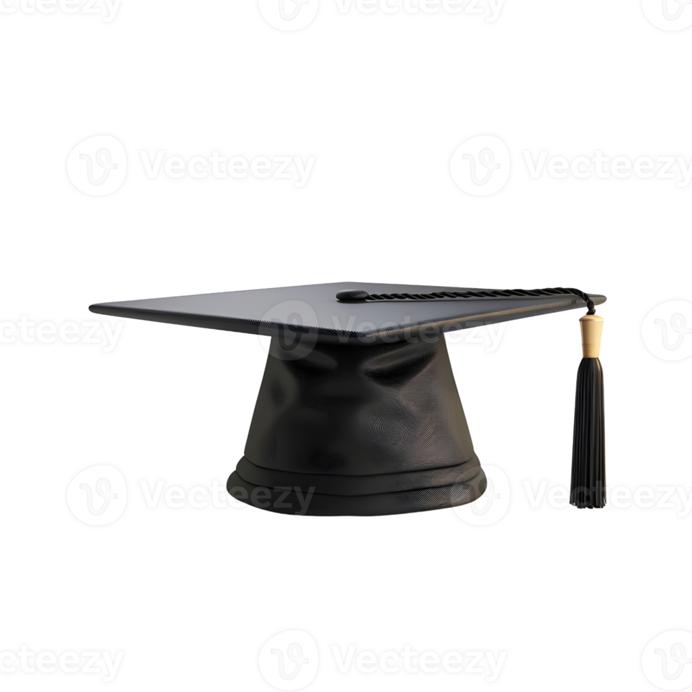 Matte Black Graduation Cap Isolated on Transparent Background png