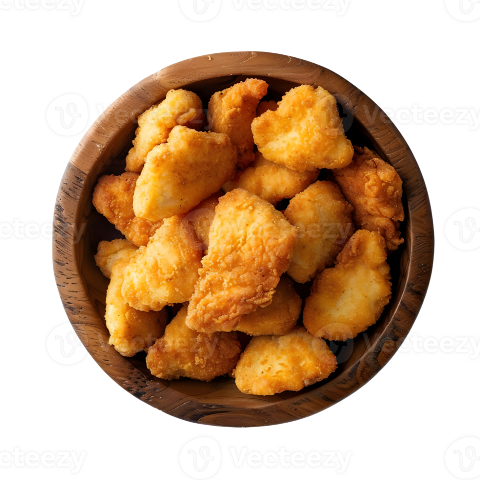 Bowl of Fried Nuggets Close-Up Isolated on Transparent Background png