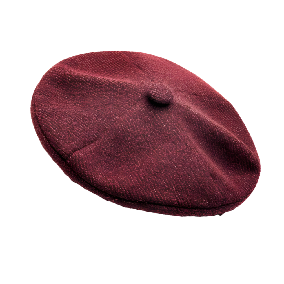 a burgundy beret on a transparent background png