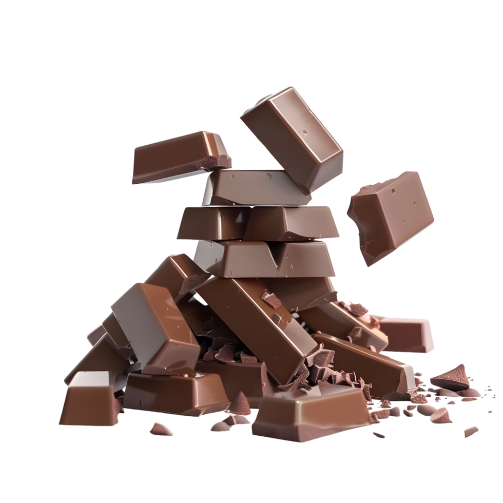 Stack of Chocolate Pieces Isolated on Transparent Background png