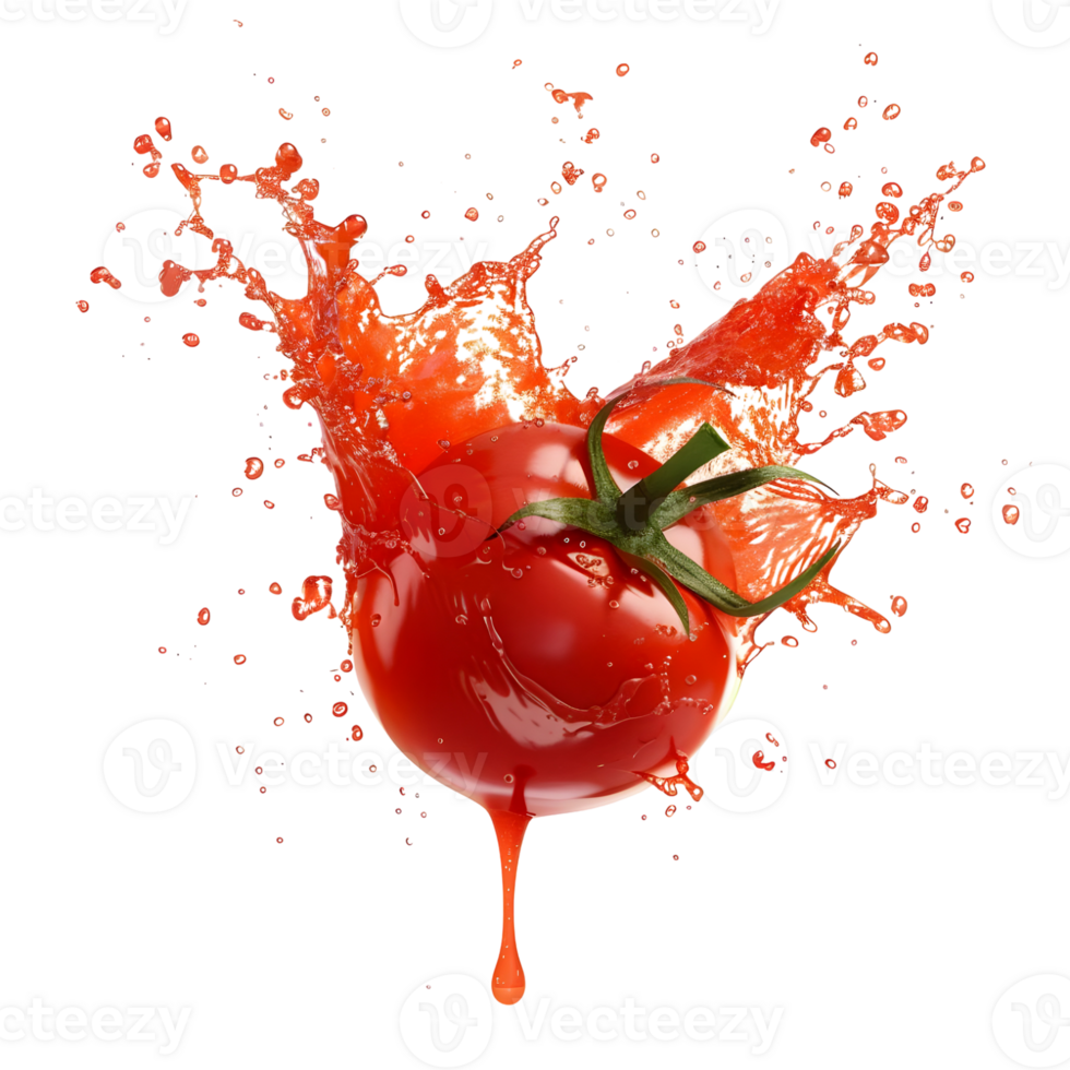 Tomato Splash with Red Liquid Isolated on Transparent Background png