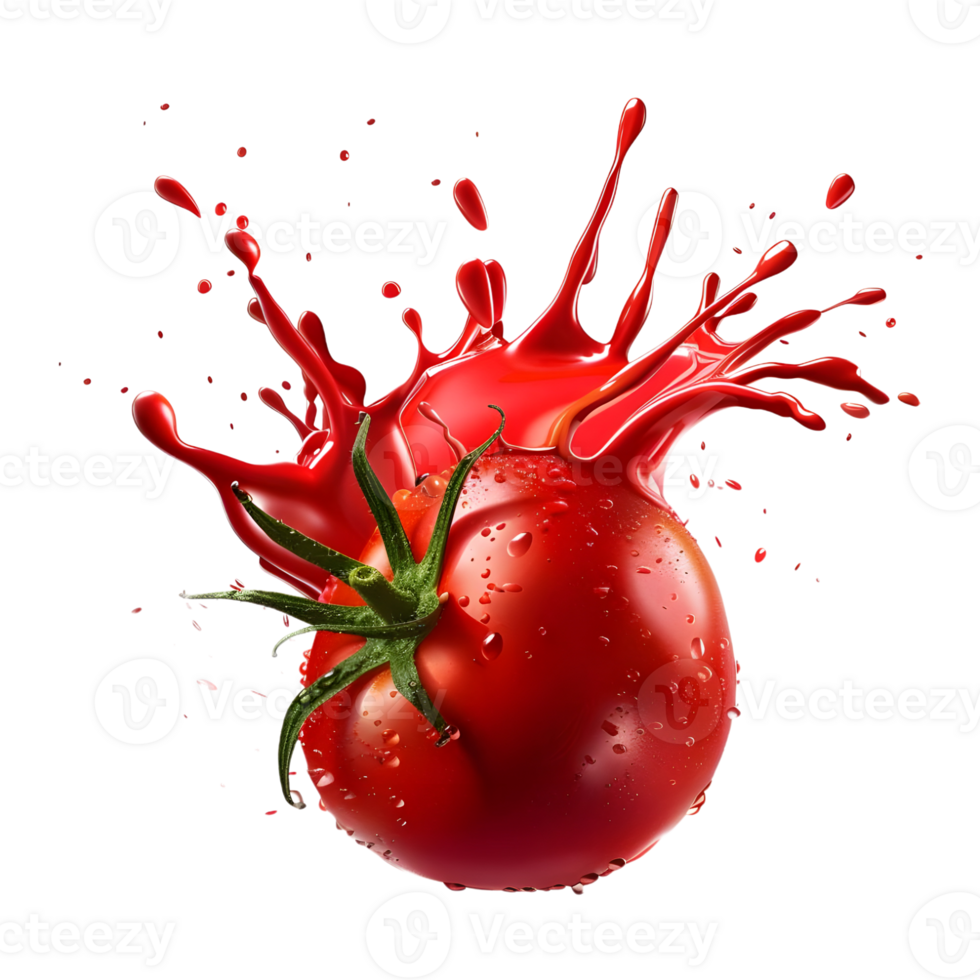 Bright Tomato Splash Effect Isolated on Transparent Background png
