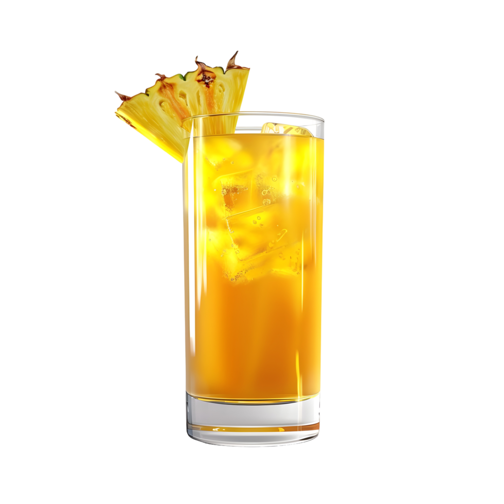Refreshing Orange Juice in a Clear Glass with Ice Cubes png