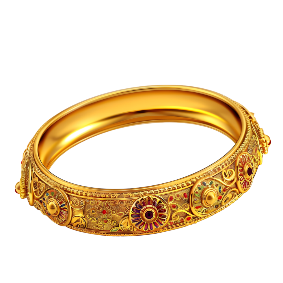 Traditional Gold Bangle with Classic Craftsmanship isolated on transparent background png