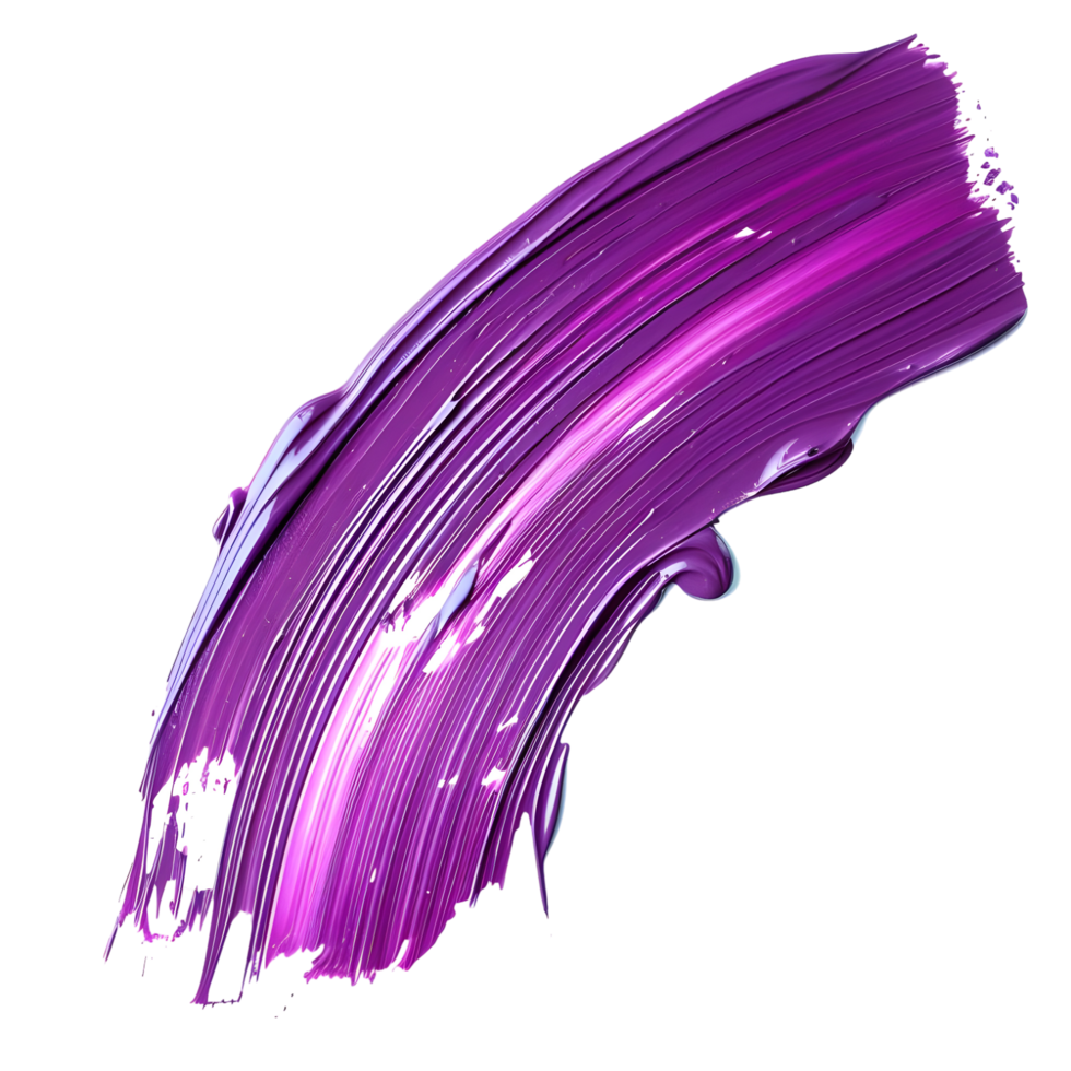 Dynamic Purple Paint Stroke with Bold Brush Texture isolated on transparent background png