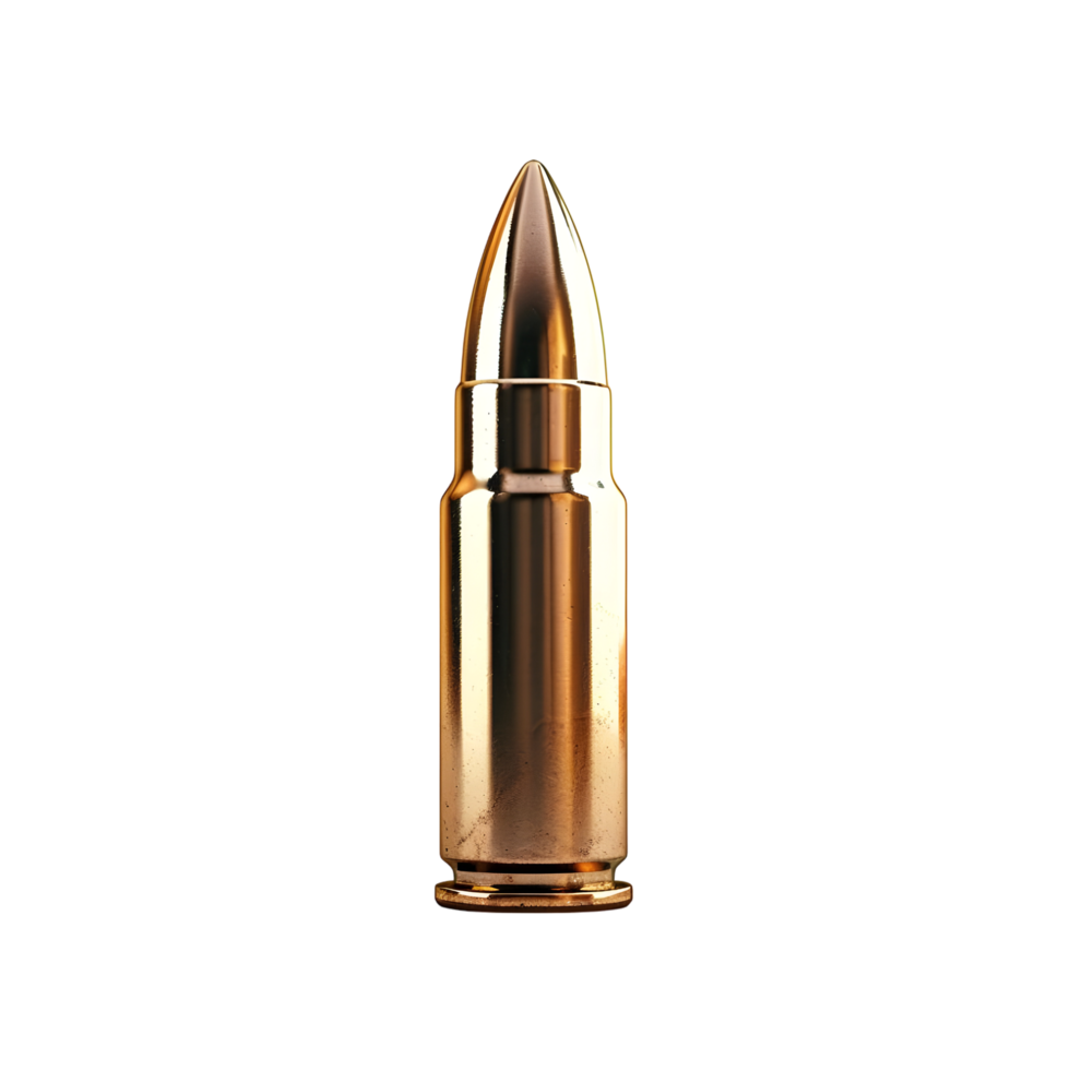 Small caliber bullet lying on its side isolated on transparent background. png