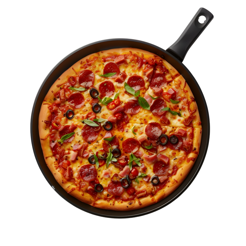 pizza in a frying pan on a transparent background png