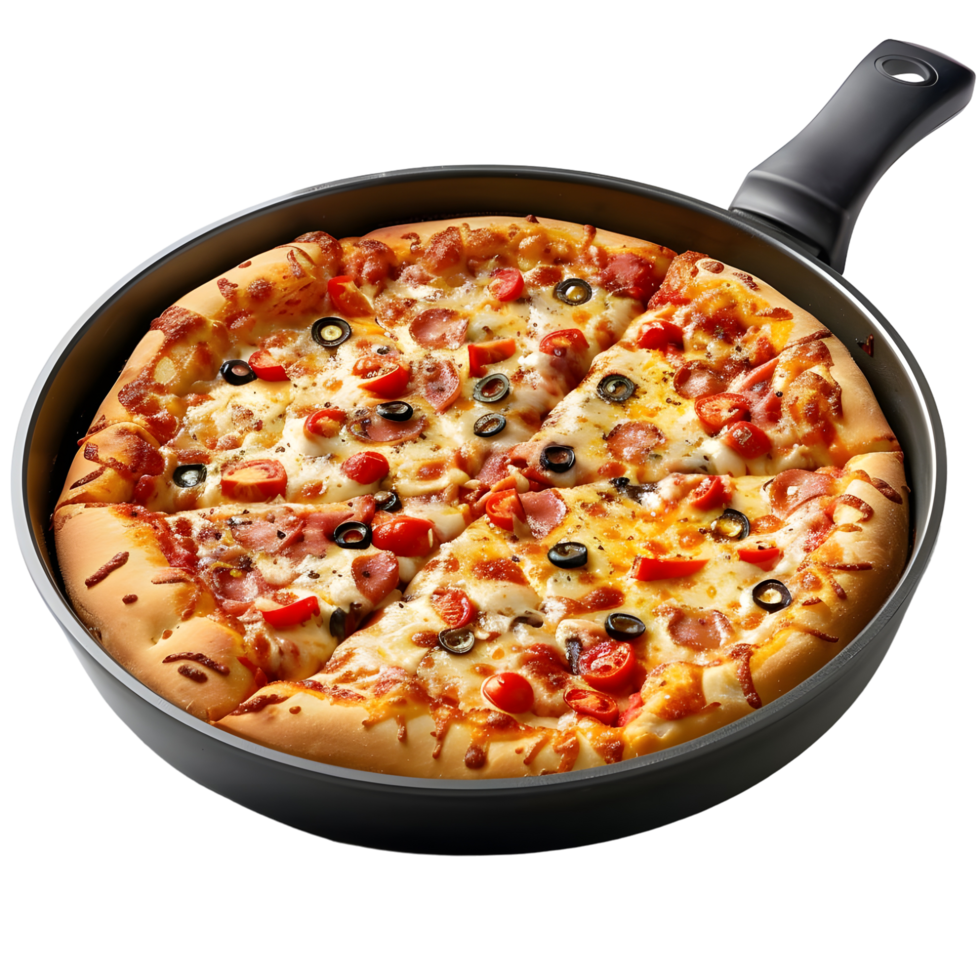 pizza in a pan on a transparent background png
