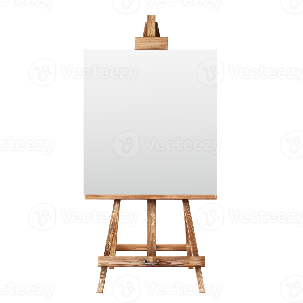 Easel with Blank Canvas - Side View Isolated on Transparent Background png