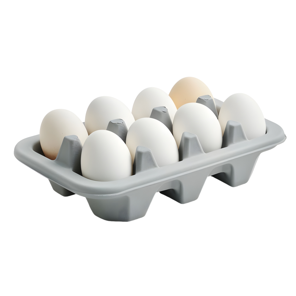 White Eggs in a Gray tray isolated on transparent background png