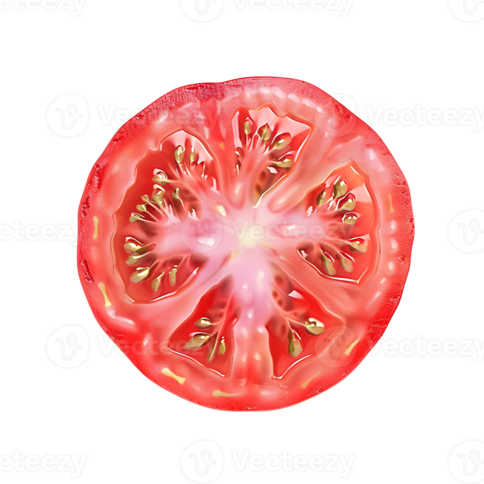 Tomato Slice with Star-Shaped Seed Pattern Isolated on Transparent Background png
