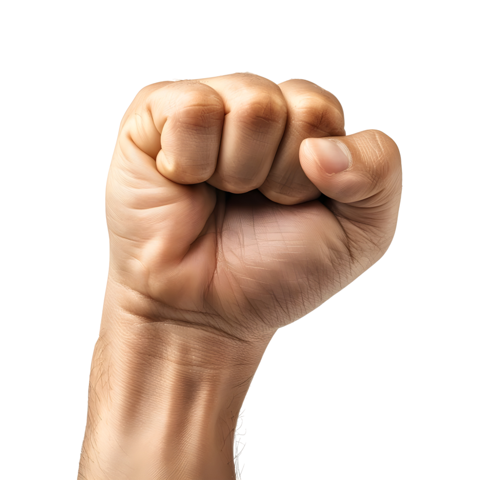 Raised Clenched Fist Isolated on Transparent Background png