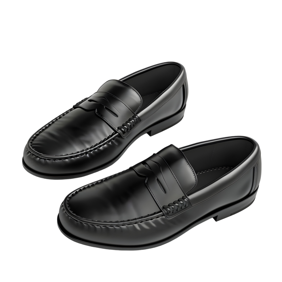 Formal Black Loafers with Subtle Texture isolated on transparent background png