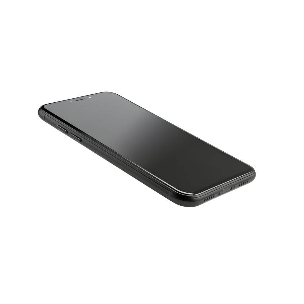 Slim Rectangular Black Smartphone Display isolated on transparent background png