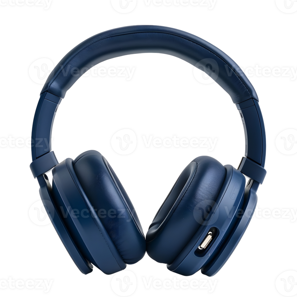 Dark Blue Over-Ear Headphones with Noise-Canceling Feature isolated on transparent background png